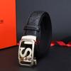 Four Seasons Available New Stainless Steel Belt Leather Male Automatic Buckle S Letter Gold Buckle Belt With Printed Leather Pattern Belt Male