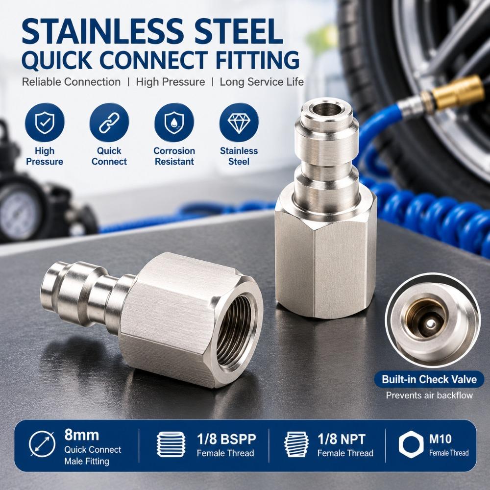 Silver Quick Connect Fitting Stainless Steel High Pressure Fitting Industrial Use