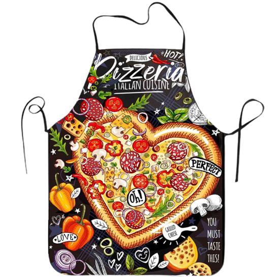 Cooking Apron Sleeveless Comfortable Wearing Clear And Real Image Reusable Anti-stain Waterproof Polyester Pizza Pattern Kitchen Apron Home Supplies