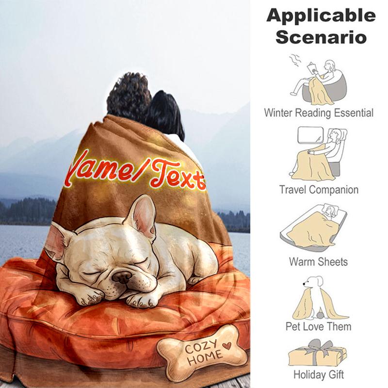 1PC Custom Name Cozy Home Pet Rest flannel blanket versatile,all-season throw suitable for the living room,bedroom,camping,travel,and gift