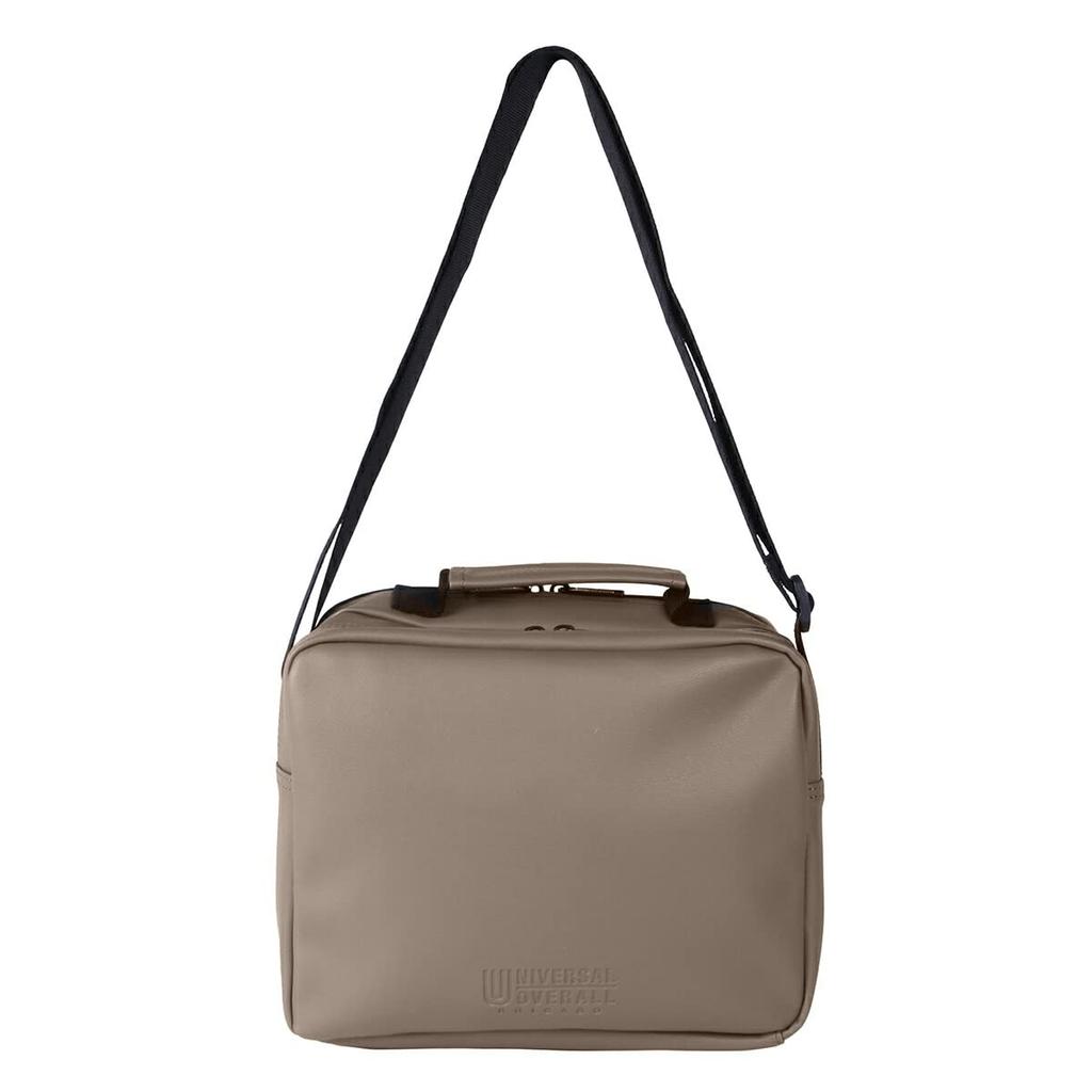 Shoulder Bag Large Capacity Box Embossed Logo [Universal Overalls] [Beige]