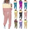 Women's 2-piece Striped Tracksuit Comfortable Hoodie Jogger Sweatpants Yoga Workout Tracksuit Set