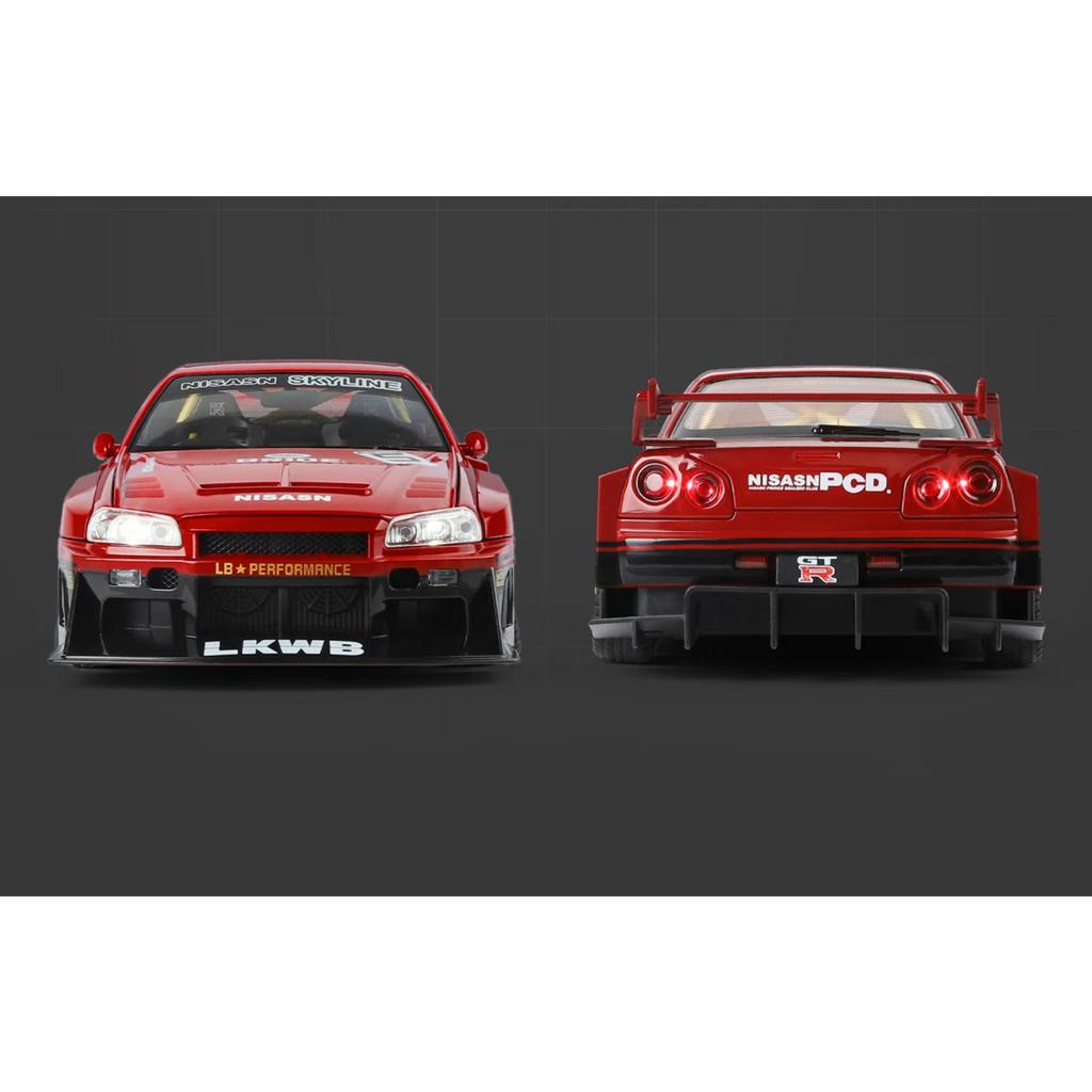 1/18 Nissan Skyline Ares GTR R34 Alloy Modified Wide Body Sports Car Model Diecast Raing Vehicle Car Model Sound Light Kids Gift
