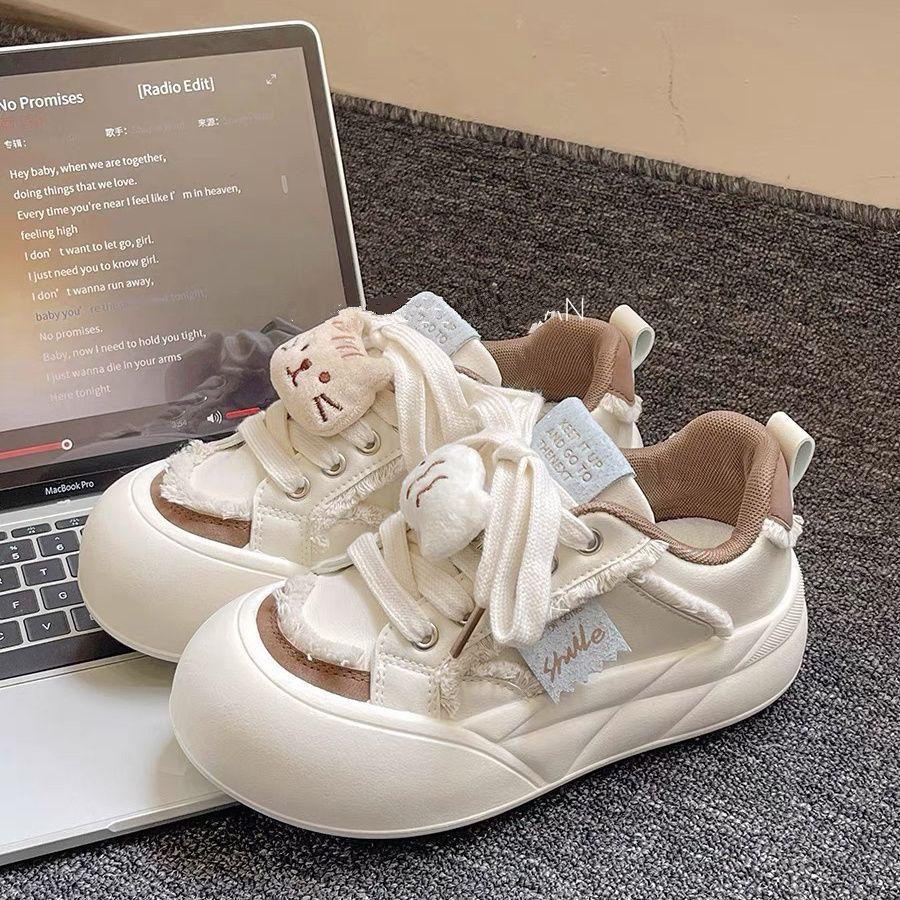 Love Ugly Cute Platform White Shoes Women's Spring New Niche Versatile Shoes Casual Bread Shoes