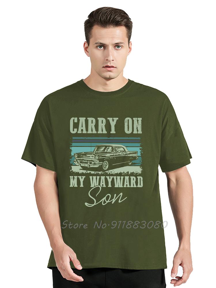 Carry On My Wayward Son Vintage Supernatural Oversized Tshirt Aesthetic Fitness T Shirt Unisexs Clothing Retro Cotton Tshirt