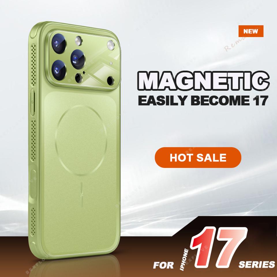 Матовый Магнитный Чехол из Стекла Corning для For Iphone 17 Air 14 1 16 12 13 Pro Max Plus Зарядка Ударопрочный Защитный Чехол