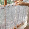 Floral Embroidery Short Window Curtain Through-shaft Type Partition Short Valance  Coffee Shop