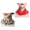2Pcs Women Faux Silk Scarf Printing Faux Pearl Decor Lace Trim Lightweight Scarf Hand Strap Accessory