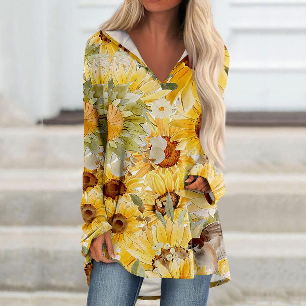 Женские свободные топы с V-образным вырезом и капюшоном с длинными рукавами, повседневные топы, домашние пижамы для отдыха, топы