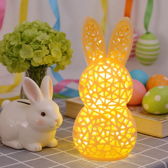 3D Printed Rabbit Lamp Hollow Bunny Night Light for Kid's Room Bedroom Nursery Easter Party Table