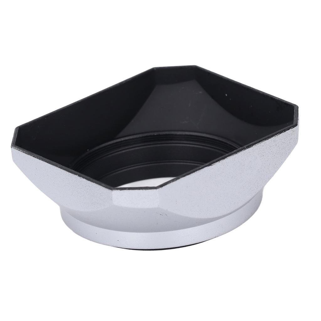 Lens Hood Square Retro 46mm Lens Hood Shade for Digital Camera Mirrorless Camera Silver