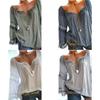 Women Sexy V Neck Long Sleeve Lace Up Shirt Versatile Loose T Shirt Great For Layering And Outings