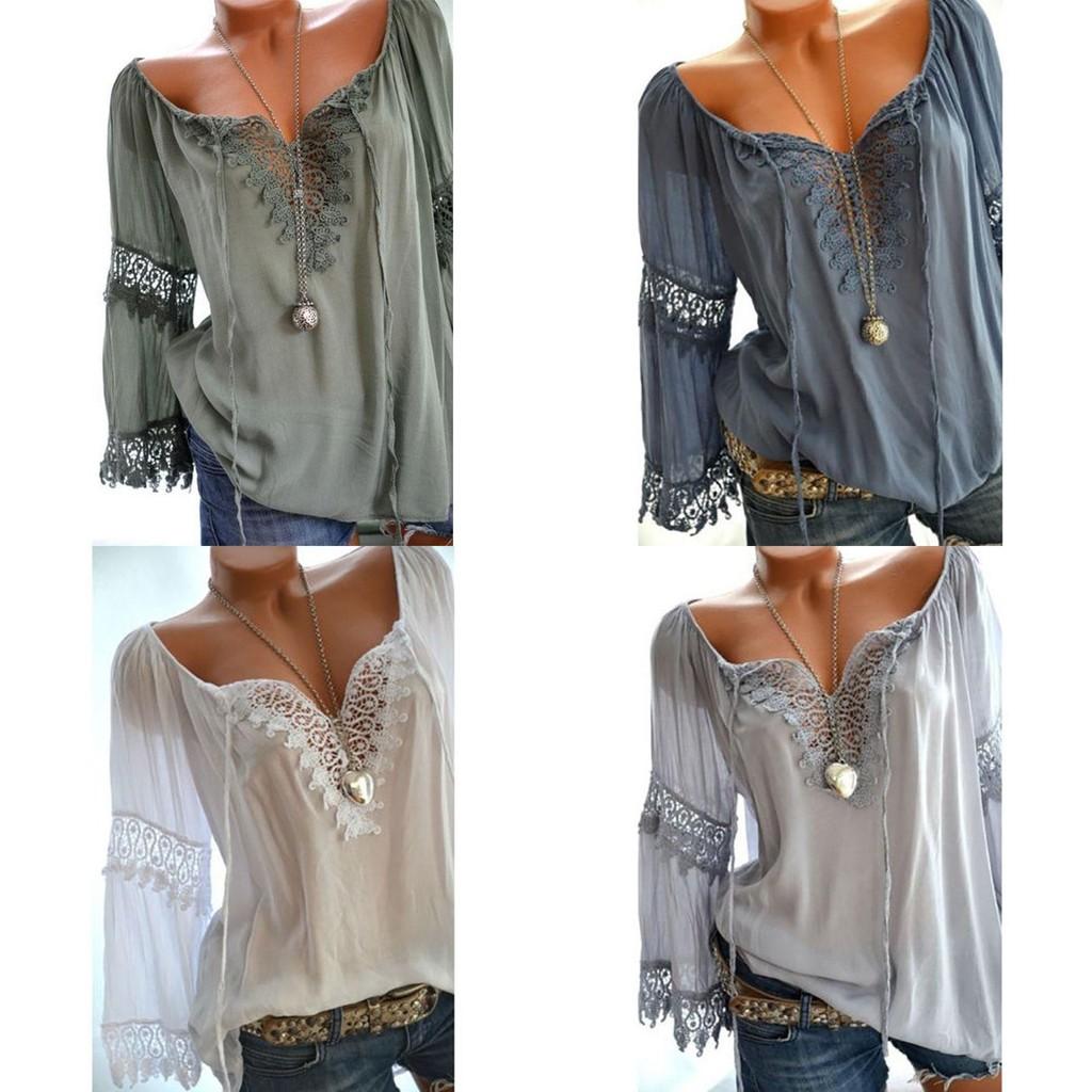 Women Sexy V Neck Long Sleeve Lace Up Shirt Versatile Loose T Shirt Great For Layering And Outings
