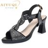 Fashion AIYUQI Sandals Women 2025 New Fashion Summer Sandals Women Open Toe Rhinestone High Heels Roman Shoes Women