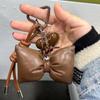 Backpack Decor Brown Bow Heart Bag Pendant Leather Korean Charm Rope Keyring  Women Girl