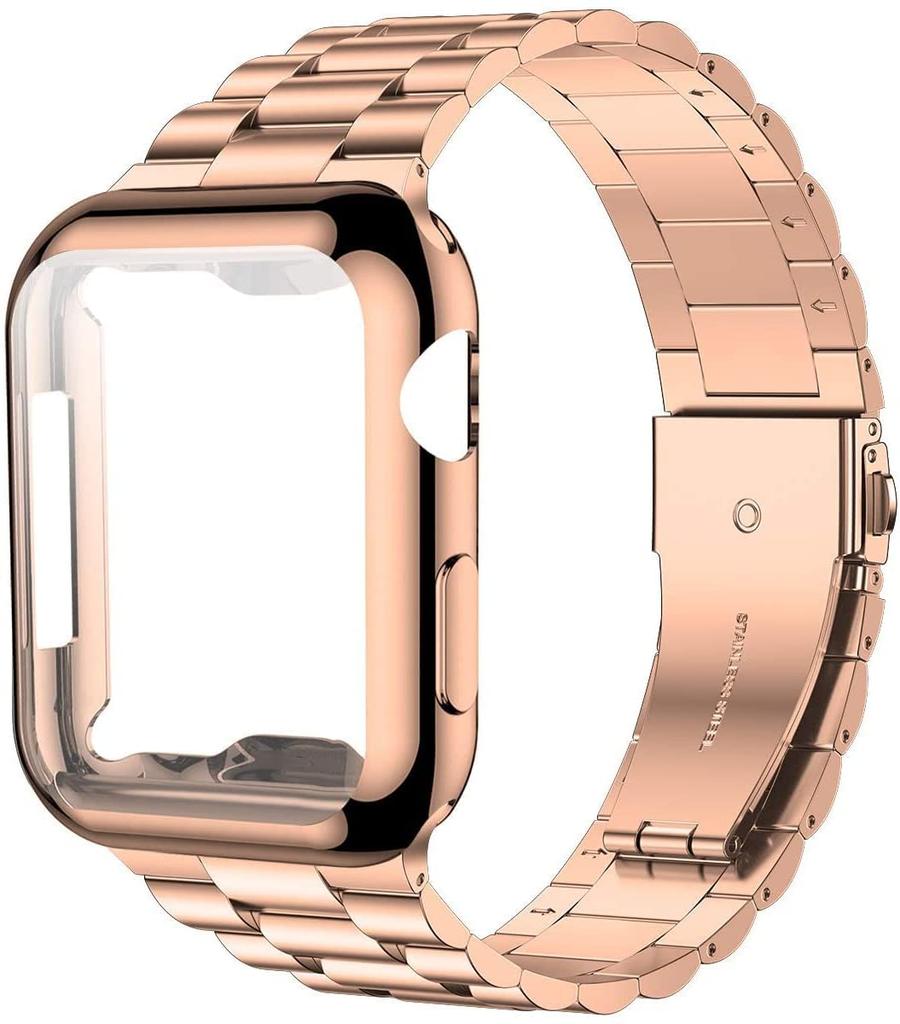 Чехол+Ремешок Ремешок для iWatch Ultra2 49 мм Металлический ремешок из нержавеющей стали Для Apple Watch 9 41 45 мм 44 мм 40 мм Серии SE 8 7 6 5 4 Чехол