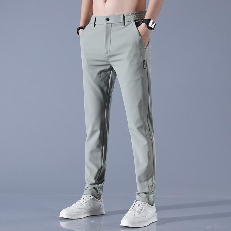 2024 Летние тонкие новые повседневные брюки Ice Silk, мужские спортивные брюки с эластичной талией, ультратонкие длинные брюки