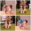 2pcs Sweety Mini Crafts Miniatures Micro Landscape Couple Figurines Stool Fairy Garden Lovers