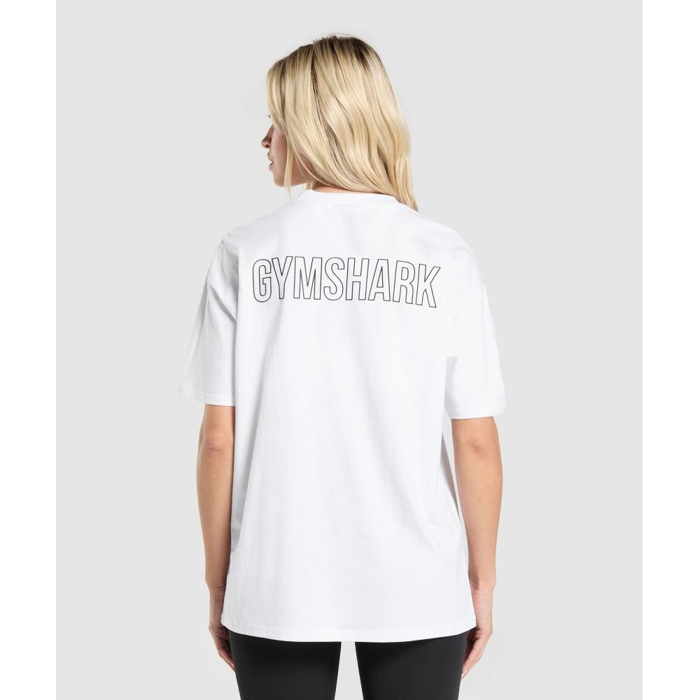 Gymshark Trace Graphic Oversized T shirT whiTe B4b3p Wb57