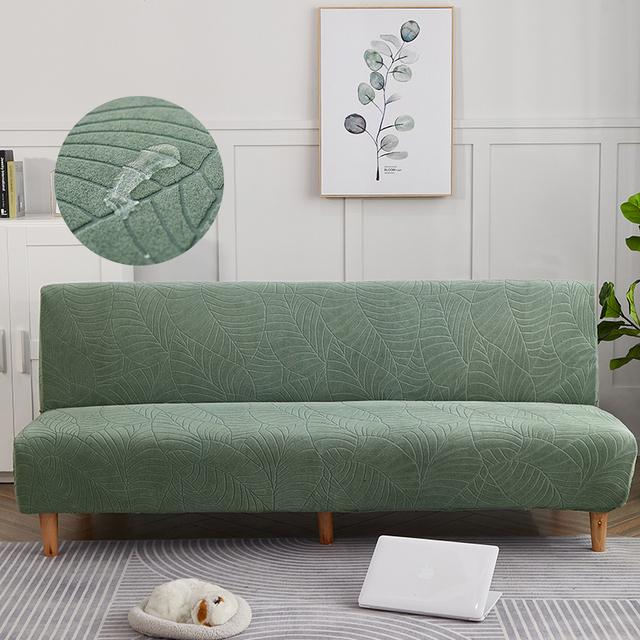 Waterproof Sofa Bed Cover Armless Folding Sofa Bench Solid Stretch High Elastic Thick Sofa Cover Without Armrest Universal Size