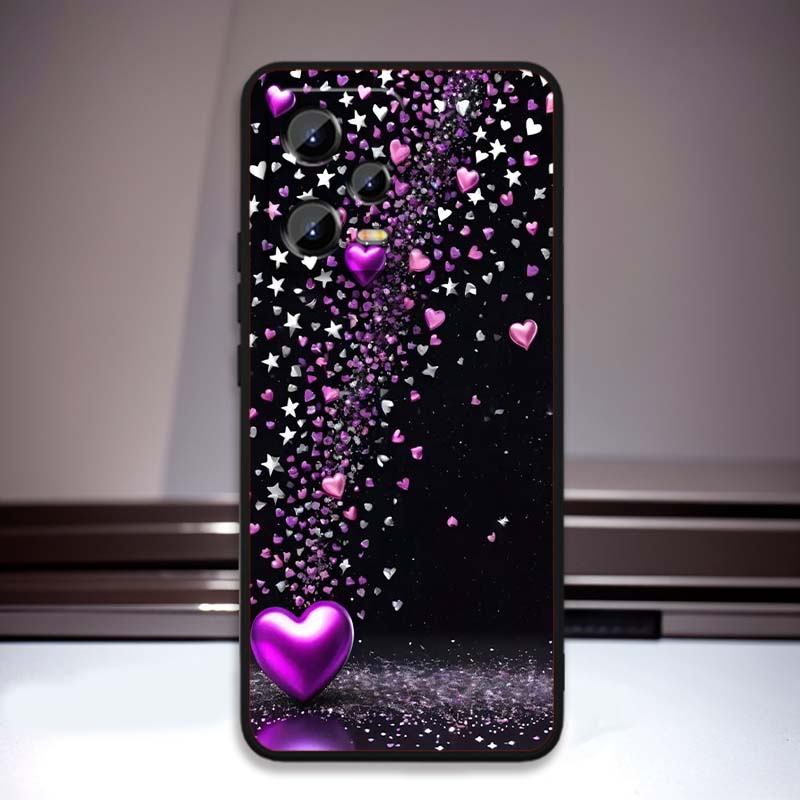 Роскошный Чехол для Телефона с Дизайном Любви Искусство Для Xiaomi Redmi Note 15 14 13 12 12S 11E 11 11S Pro Plus 4G 5G Черный Мягкий ТПУ