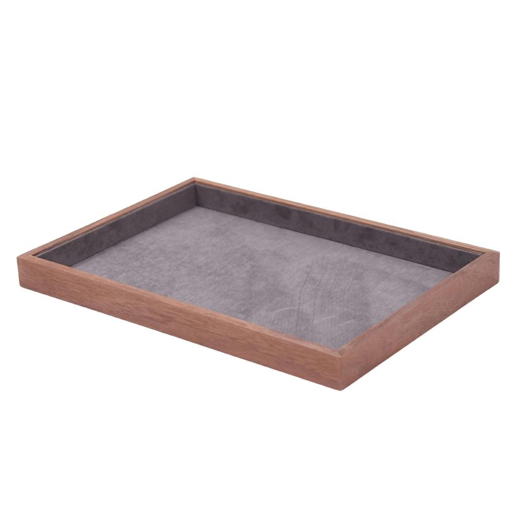East Leaf Wooden Jewelry Tray, Accessory Tray, Commercial Use, 35x24x3cm, Gray