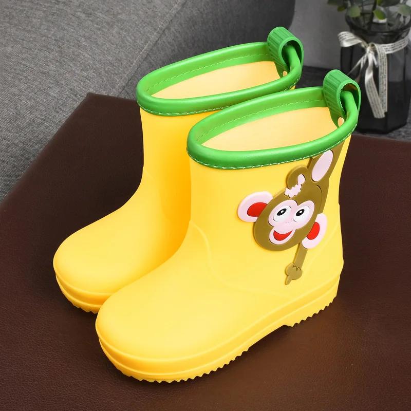 Ботинки Bota Girl Shoe Kid Rain Shoes Cute Cartoon Boy Girl Soft Non-Slips Rubber Boots Plush warm Kids Rain Shoes PVC Waterproof Water Boots