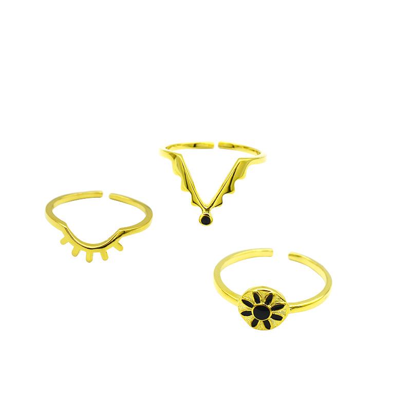 Chic Korean Style 925 Sterling Silver & 24K Gold Geometric Women's Ring