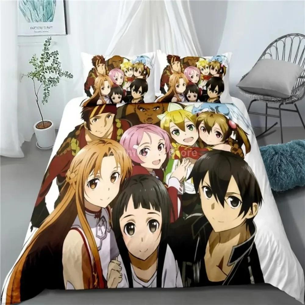 Sword Art Online 3D Новый пододеяльник Наволочка Комплект постельного белья Взрослый Мальчик Девочка Украшение спальни Детский Односпальный Двуспальный Большой