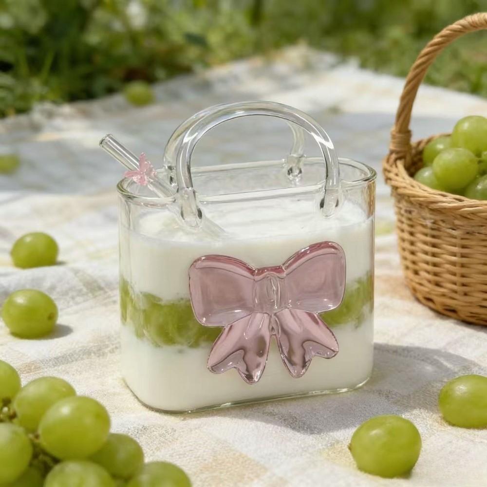with Straw Handbag Glass Cup Novelty Fruit Wine Glass Creative Cocktail Glasses Office Table Decor