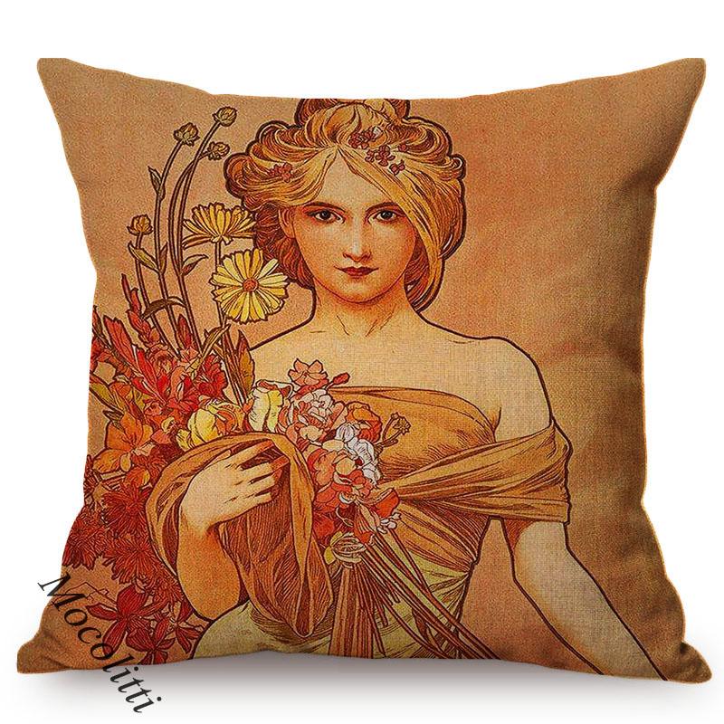 Ballet Girls Oil Painting Art Home Decoration Sofa Pillow Case Sexy Woman Portrait Impressionism Painting Style Cushion Cover