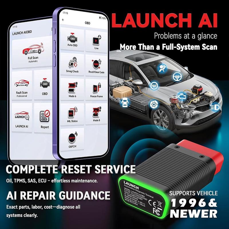2026 Новый Автомобильный Диагностический Сканер LAUNCH X431 AIOBD, Бесплатный Bluetooth Адаптер, Полные Функции OBD2, Работает с IOS Android