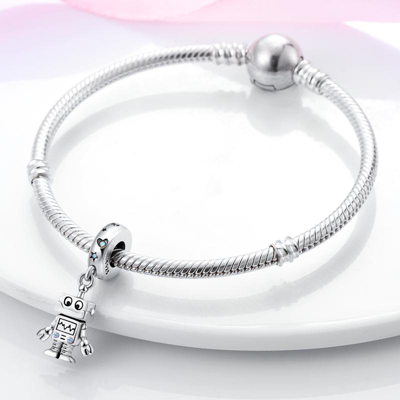 Прекрасные подвески-роботы Walli Mechanic Bot, бусины, подходят для оригинального модного браслета, ожерелье, подвеска из стерлингового серебра 925 пробы, ювелирные изделия