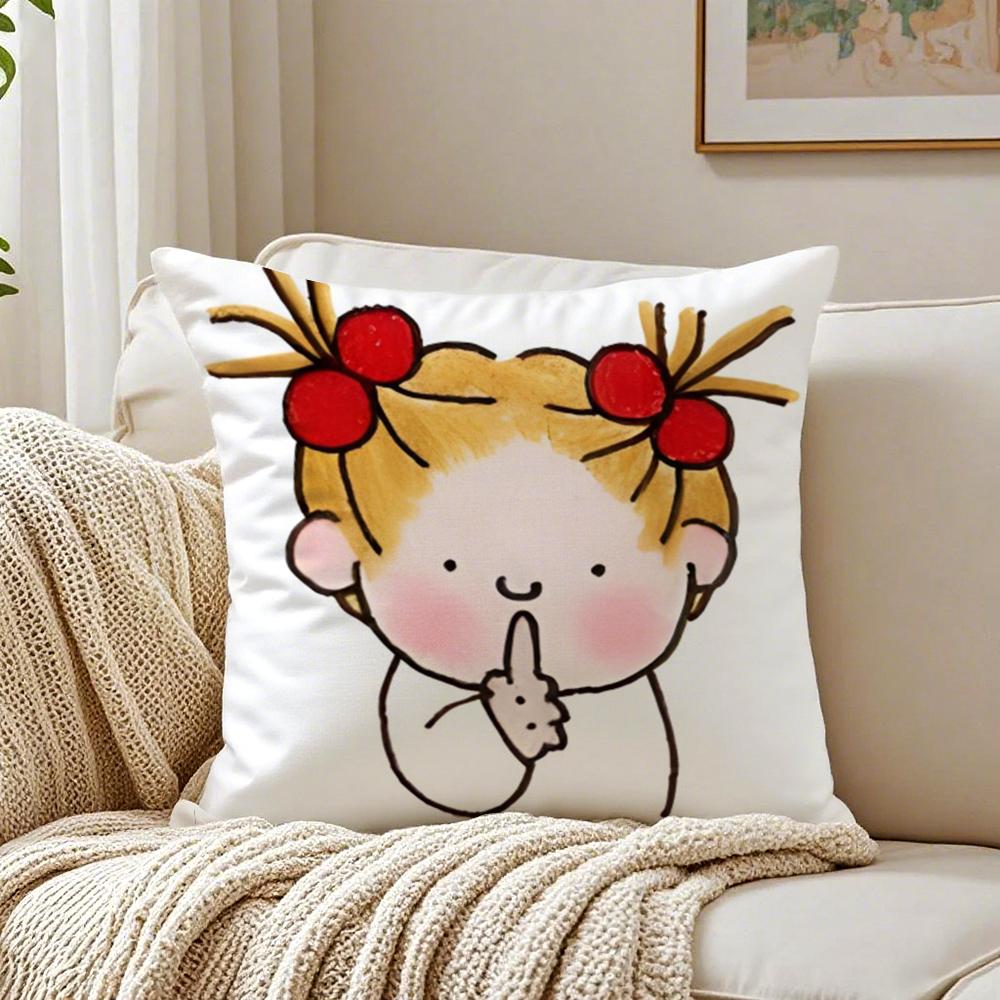 Cute Cartoon CCoco and Wondrous Gang Cushion Cover Linen Pillowcase Soft for Sofa Bed Home Room Decor