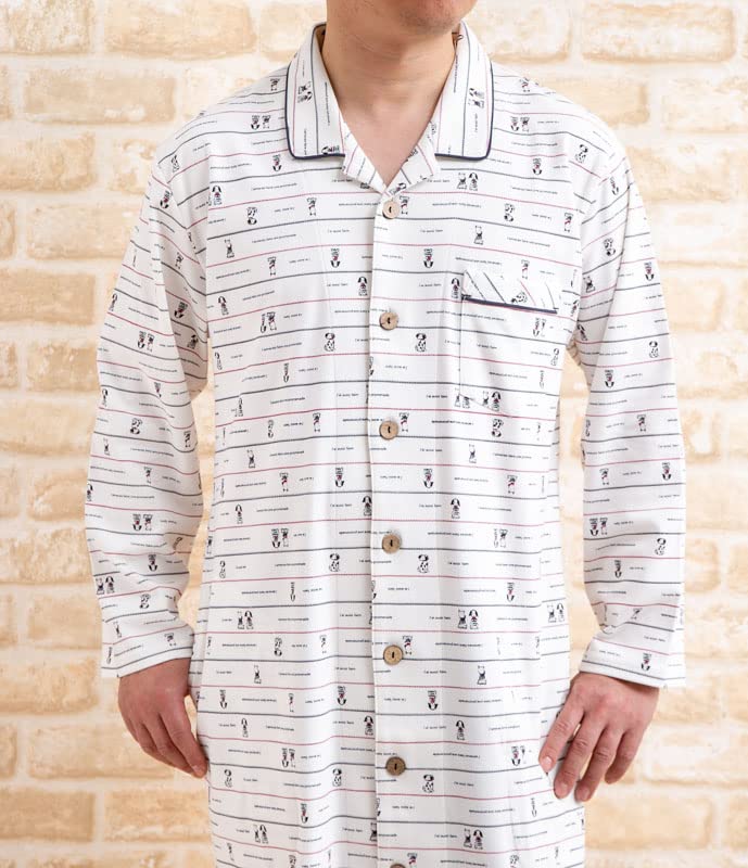 Маска для сна для глаз Мягкая и гладкая трикотажная ткань с собачкой Длинная передняя часть Размеры 32011 Пижама K's, Принт, 100% хлопок, Приятная к коже, Рукава, Прорезь,