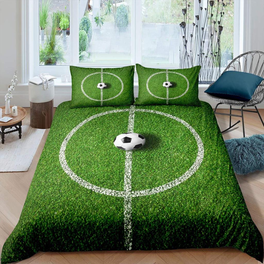 Комплект пододеяльника для футбола «Синее пламя» для подростков, мальчиков, 3D-принт, комплект пододеяльника с футбольным рисунком, полный размер, комплект постельного белья «Огонь и лед», размер «Квин»