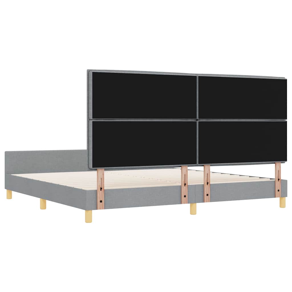 Platform Bed with Headboard Light Grey 200 x 200 cm Fabric
