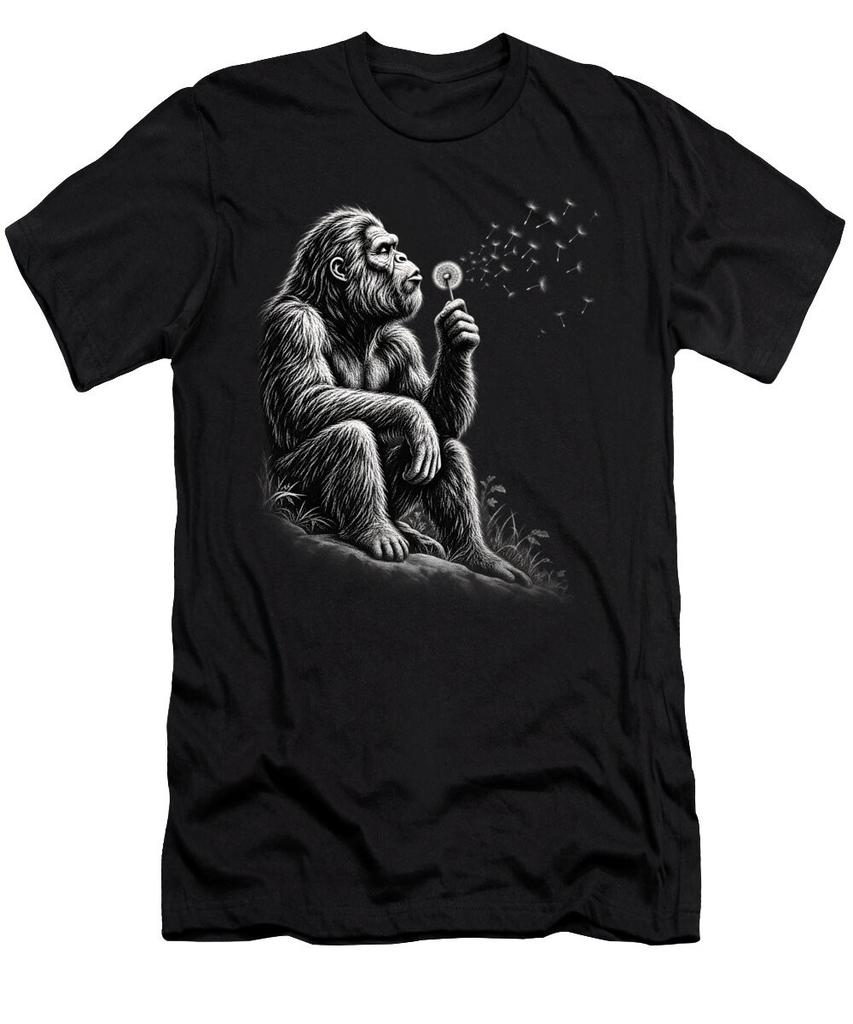 Contemplative Gorilla Shirt, Dandelion Gorilla Tee, Wildlife Art Gift