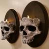Halloween Skull Head Candle Holder Scary Skeleton  Wall Mounted  Sconce Home Bar Restaurant Decorative Stick