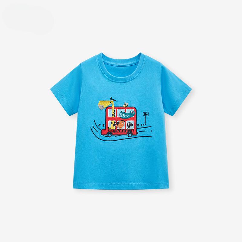 Хлопковая футболка в стиле мультфильма, детский топ, новая летняя футболка для мальчиков с круглым вырезом, детская футболка с короткими рукавами