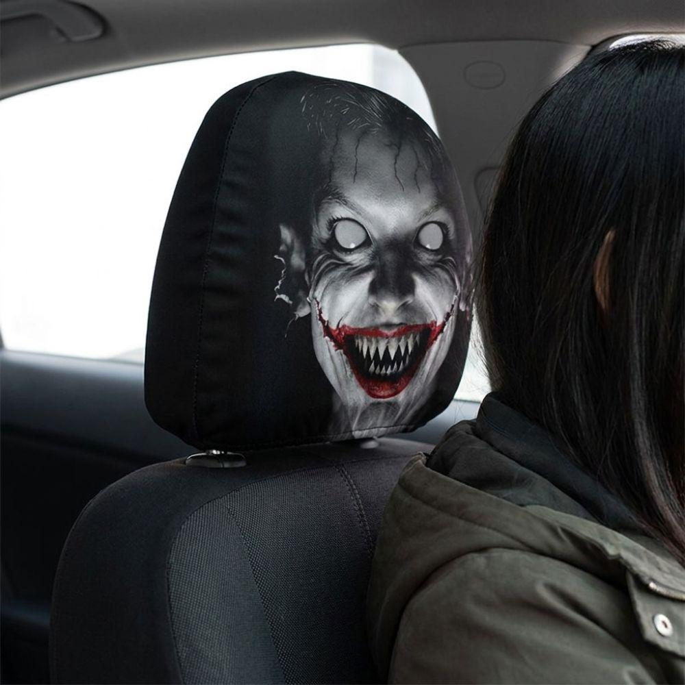 2Pcs Comfortable Halloween Car Headrest Cover Automotive Seat Headrest Cover All Seasons Use