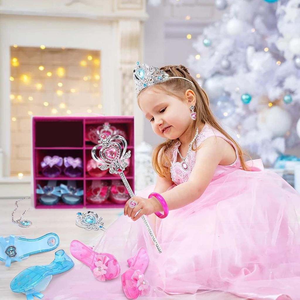 CUTE STONE Princess Accessories Toys Play House Luxury 23 Piece Set Transformation Tiara Crown Princess Pretend Princess Birthday Gifts Costume