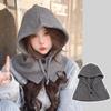 Winter Balaclava Hat Warm Knitted Women'S Hood Hat Solid Color One-Piece Neck Pullover Cap Outdoor Cashmere Caps