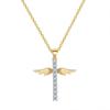 Ожерелья с подвеской в ​​виде креста с крыльями ангела для женщин, эстетическое корейское модное колье золотого цвета с цирконием, цепочка на шею, аксессуары, ювелирные изделия