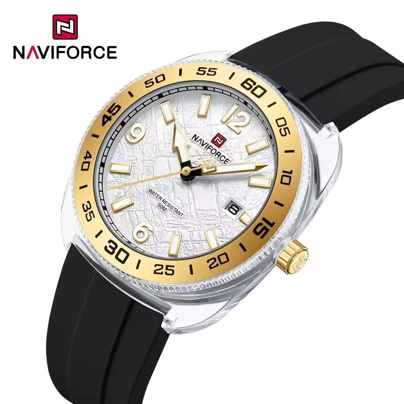 Мужские спортивные часы NAVIFORCE 7132 Модный тренд Отображение даты Светонакопительные стрелки Водонепроницаемость 5ATM Силиконовый ремешок Мужские кварцевые часы