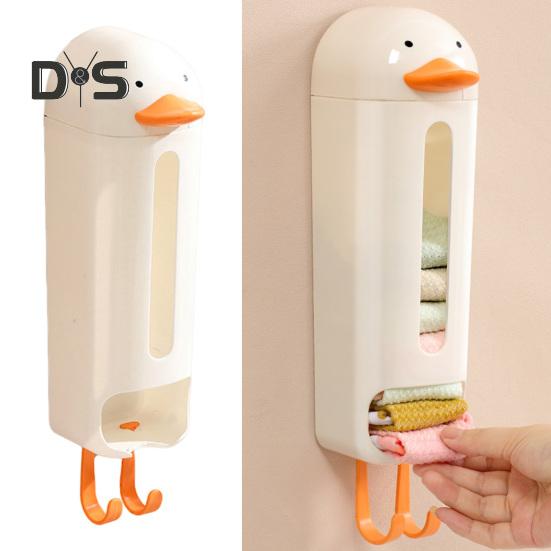 Пластиковый держатель для пакетов, настенный органайзер для нижнего белья, диспенсер для продуктовых пакетов, дизайн с мультяшной уткой, ящик для хранения нижнего белья для гардероба, шкафа, спальни