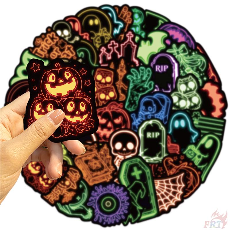 50Pcs/Set Neon Color. KUSO Funny Halloween Scary Horror Stickers DIY Fashion Waterproof Doodle Decals Stickers