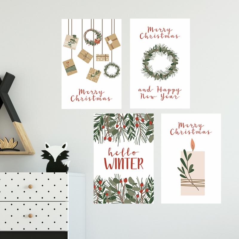 Рождественские Украшения Наклейки на Стену Знаки «С Рождеством» Снимаемые Наклейки на Стены и Окна для Домашнего Декора Детской Комнаты Праздничной Вечеринки