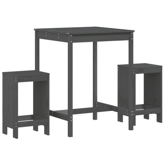 VidaXL 3-piece Garden Bar Set Grey Solid Pine Wood, Pub Set, Patio Bar Set, Table Set 3157735