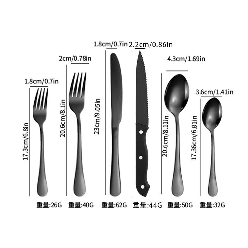 Tableware Set, Stainless Steel Cutlery Set, 8 People, Knife, Fork, Spoon Set, 48 Piece Set, Color Box Set, Steak Knife